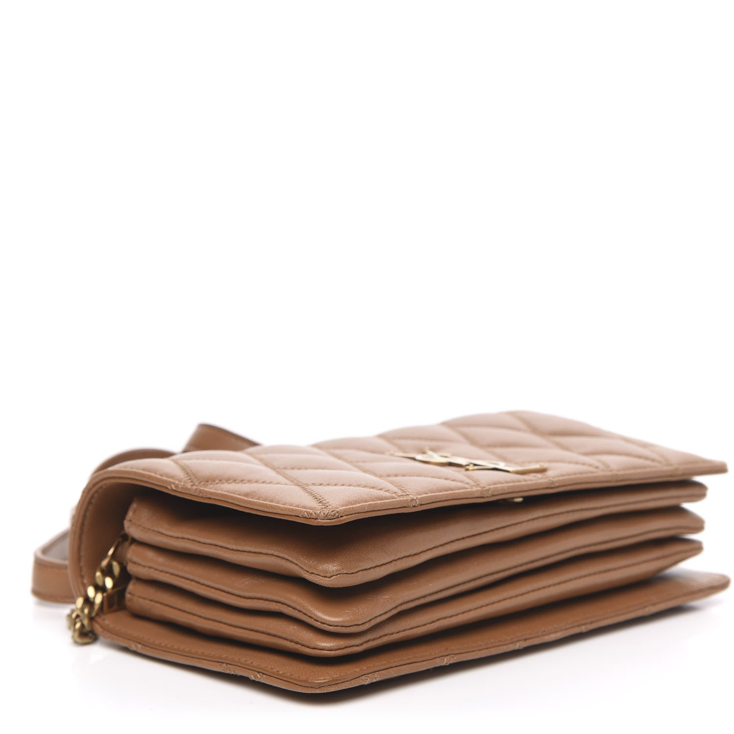 Saint Laurent Lambskin Diamond Quilted Angie Chain Bag Tan 4 of 13