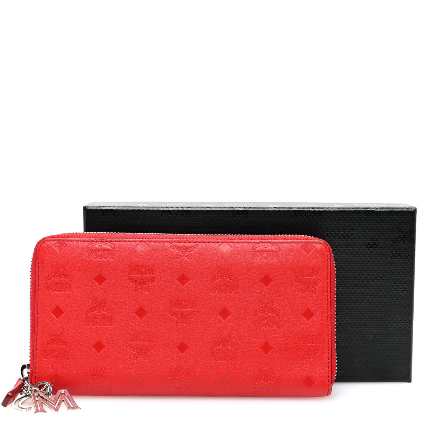 Calfskin Ottomar Monogram Large Zip Around Wallet Red