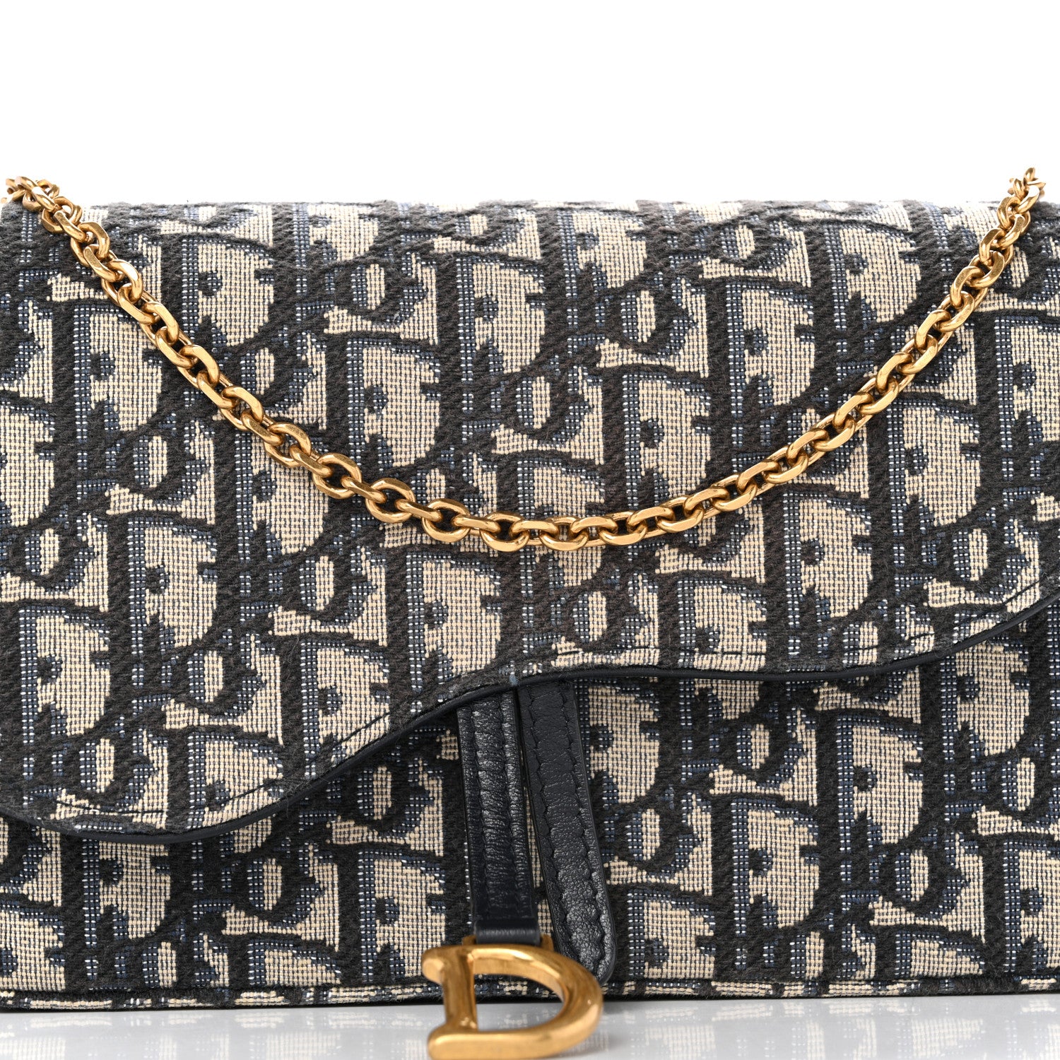 Christian Dior Oblique Saddle Chain Pouch Blue 8 of 12