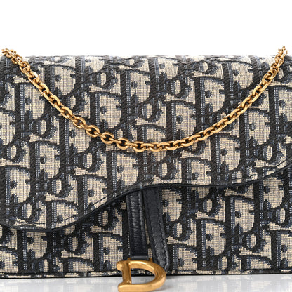 Christian Dior Oblique Saddle Chain Pouch Blue 8 of 12