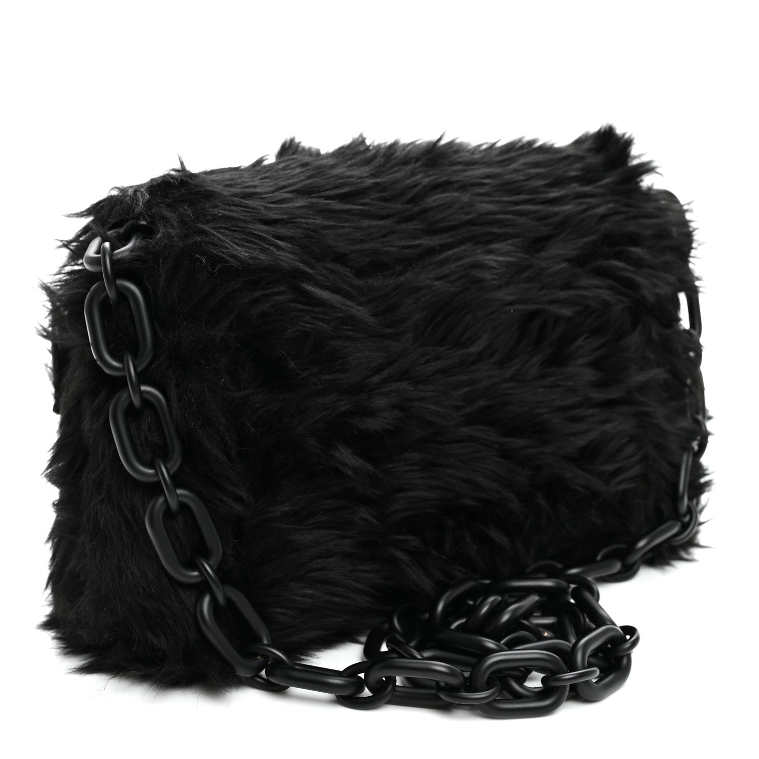 Balenciaga Faux Fur Small Downtown Shoulder Bag Black 3 of 10