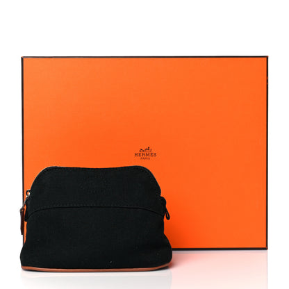 Hermes Cotton Canvas Mini Bolide Travel Cosmetic Pouch Black Black 11 of 11