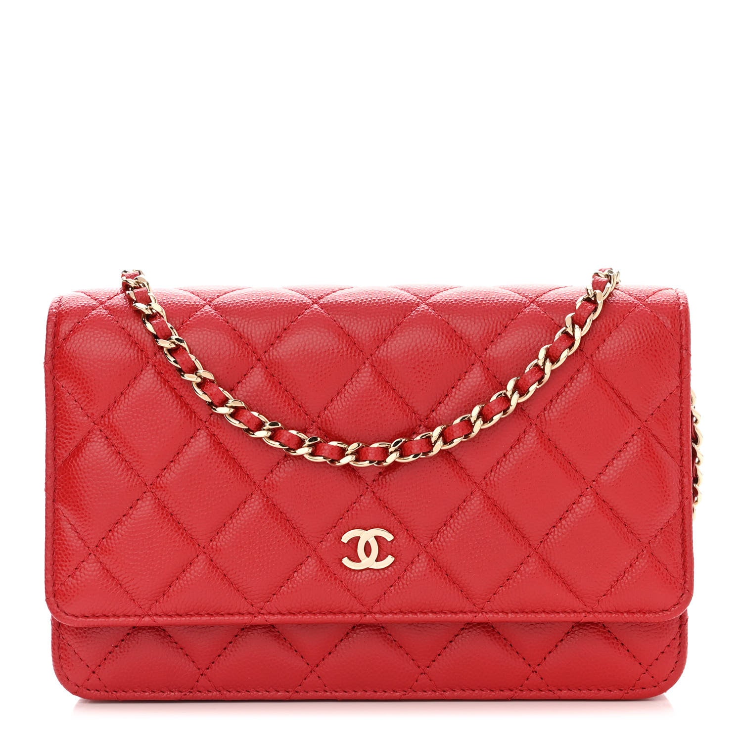 Chanel Caviar Quilted Wallet On Chain WOC Red 1 of 12