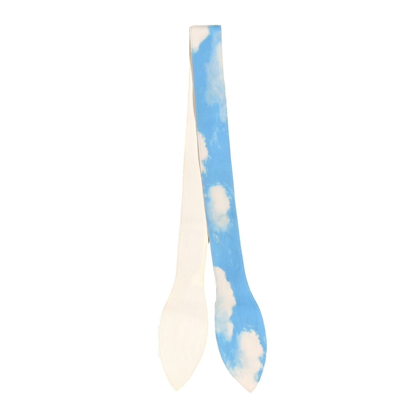 Lambskin Clouds Print Ribbon Handle Sky Blue
