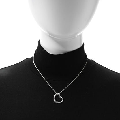 Tiffany Sterling Silver Elsa Peretti 22mm Open Heart Pendant Necklace 3 of 4