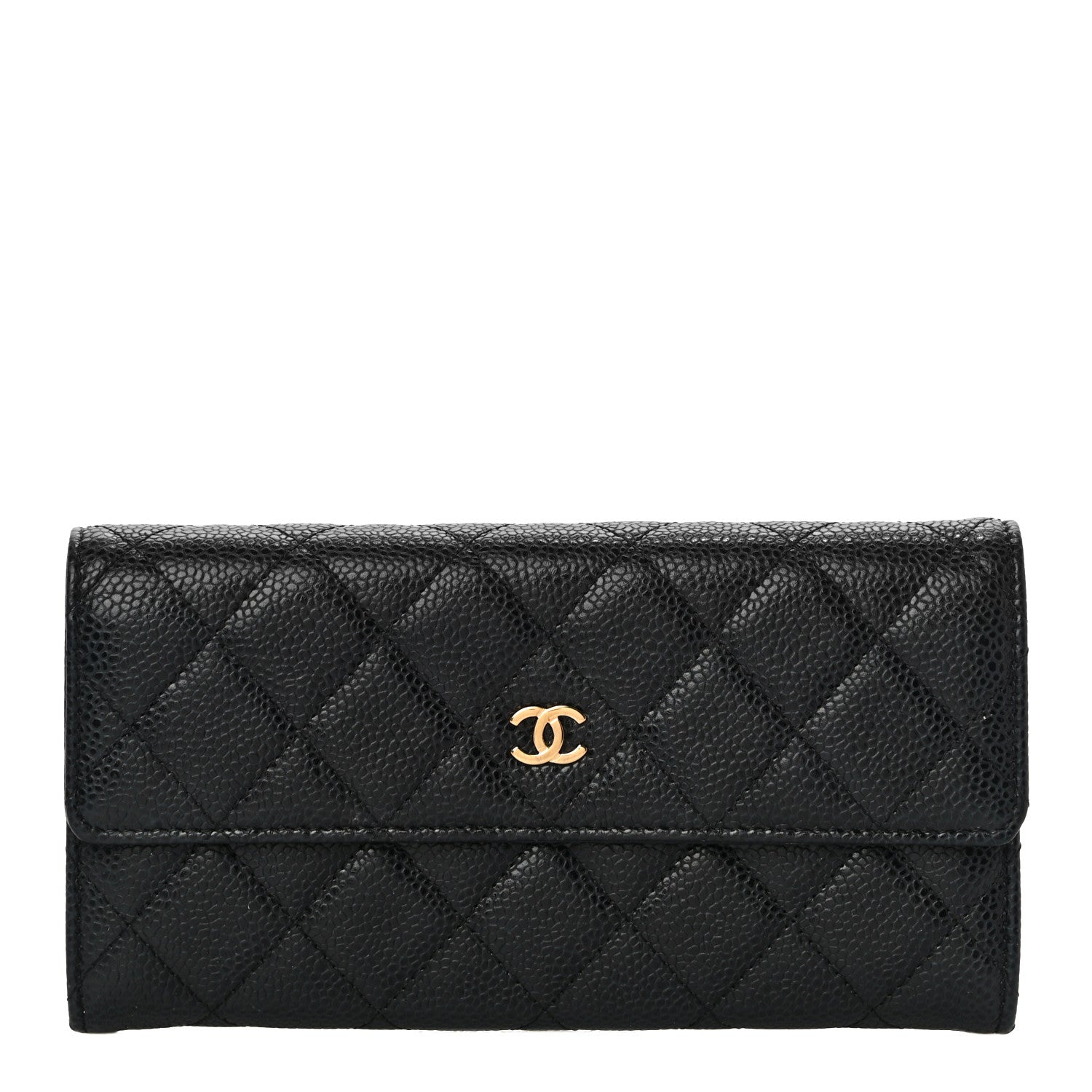 Chanel Caviar Quilted Large Gusset Flap Wallet Black 1 of 14