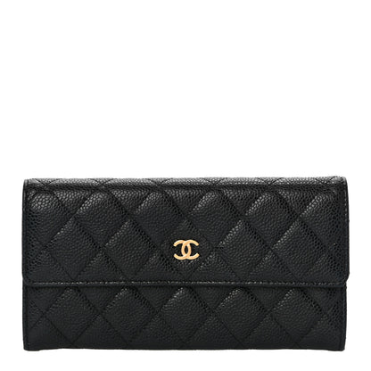 Chanel Caviar Quilted Large Gusset Flap Wallet Black 1 of 14