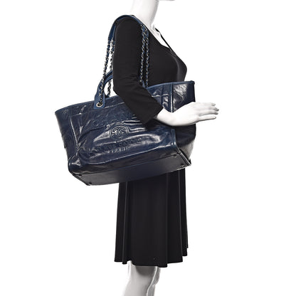 Chanel Glazed Calfskin Large Deauville Tote Blue 2 of 11