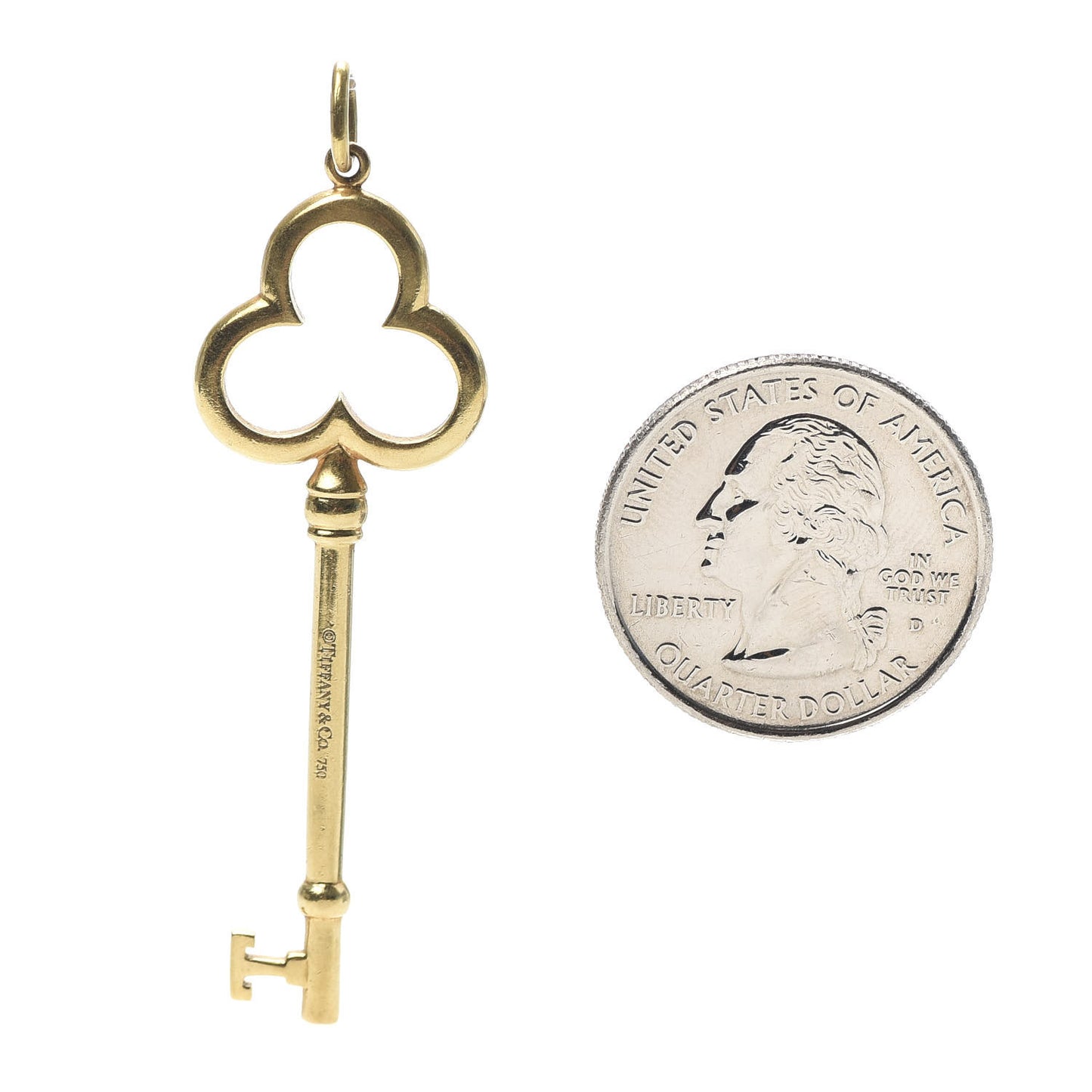 18K Yellow Gold Trefoil Key Pendant
