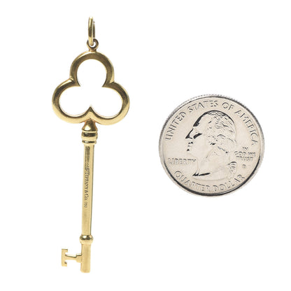Tiffany 18K Yellow Gold Trefoil Key Pendant 2 of 3