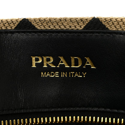 Prada Jacquard Saffiano Triangolo Symbole Embroidered Small Tote Black Corda 6 of 11