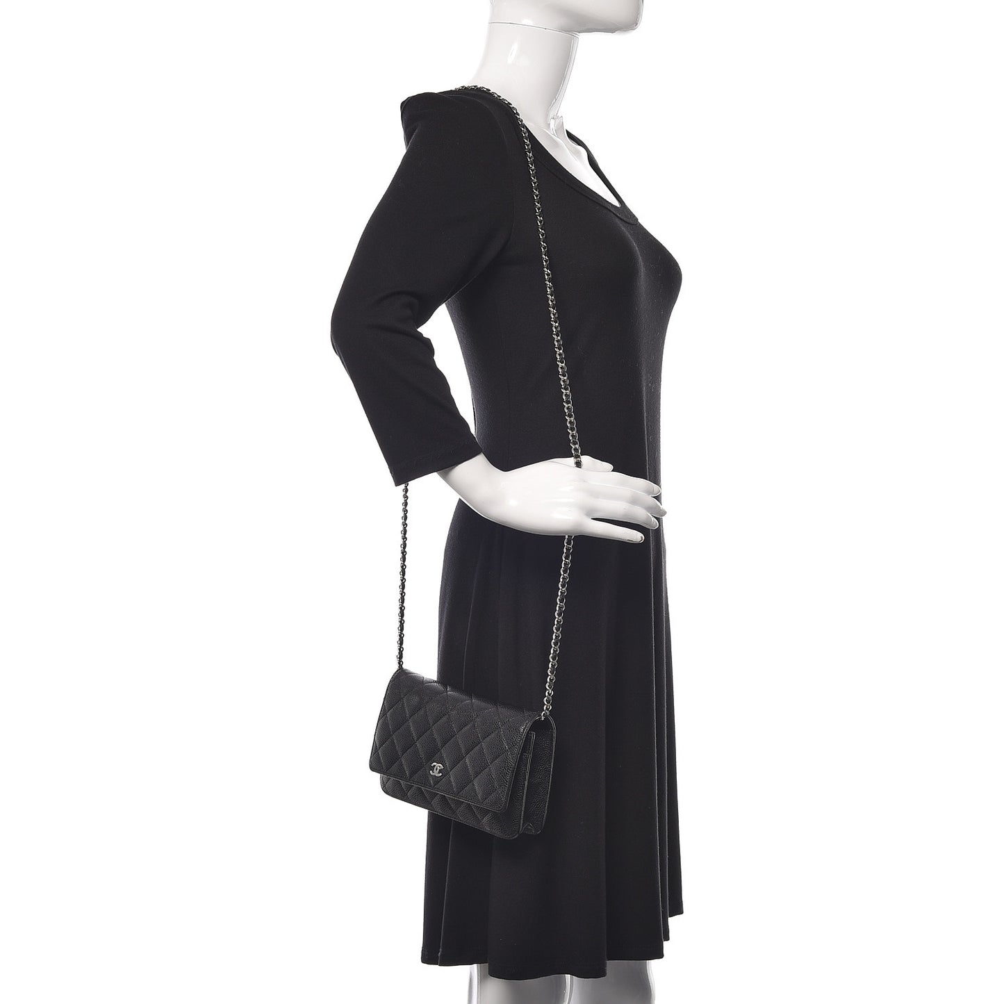 Caviar Quilted Wallet On Chain WOC Black