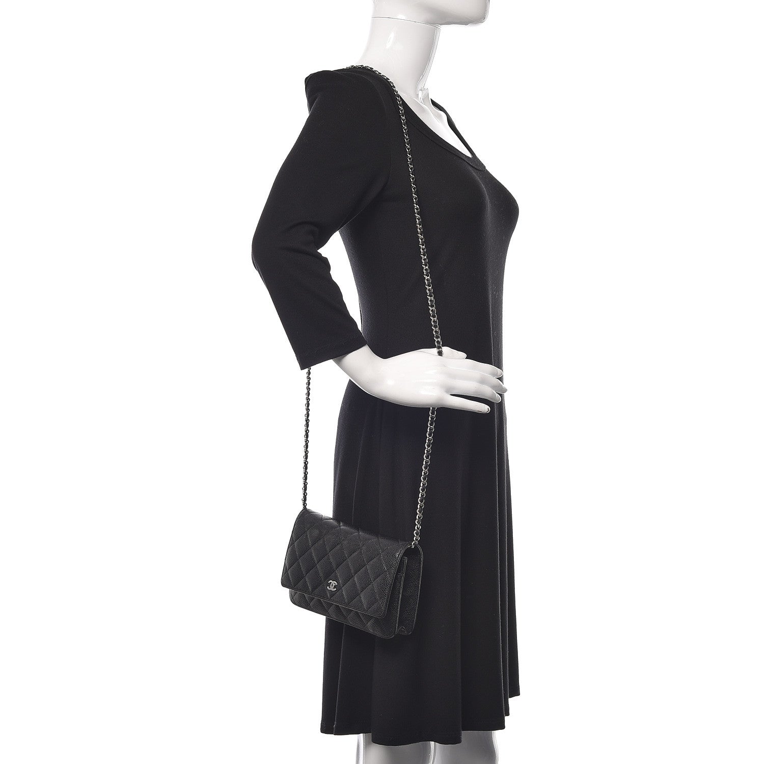 Chanel Caviar Quilted Wallet On Chain WOC Black 2 of 10