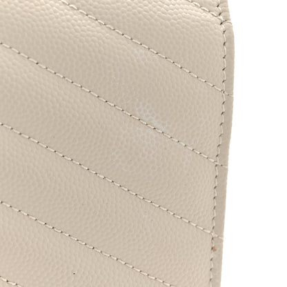 Saint Laurent Grain De Poudre Matelasse Chevron Monogram Chain Wallet Crema Soft 11 of 11
