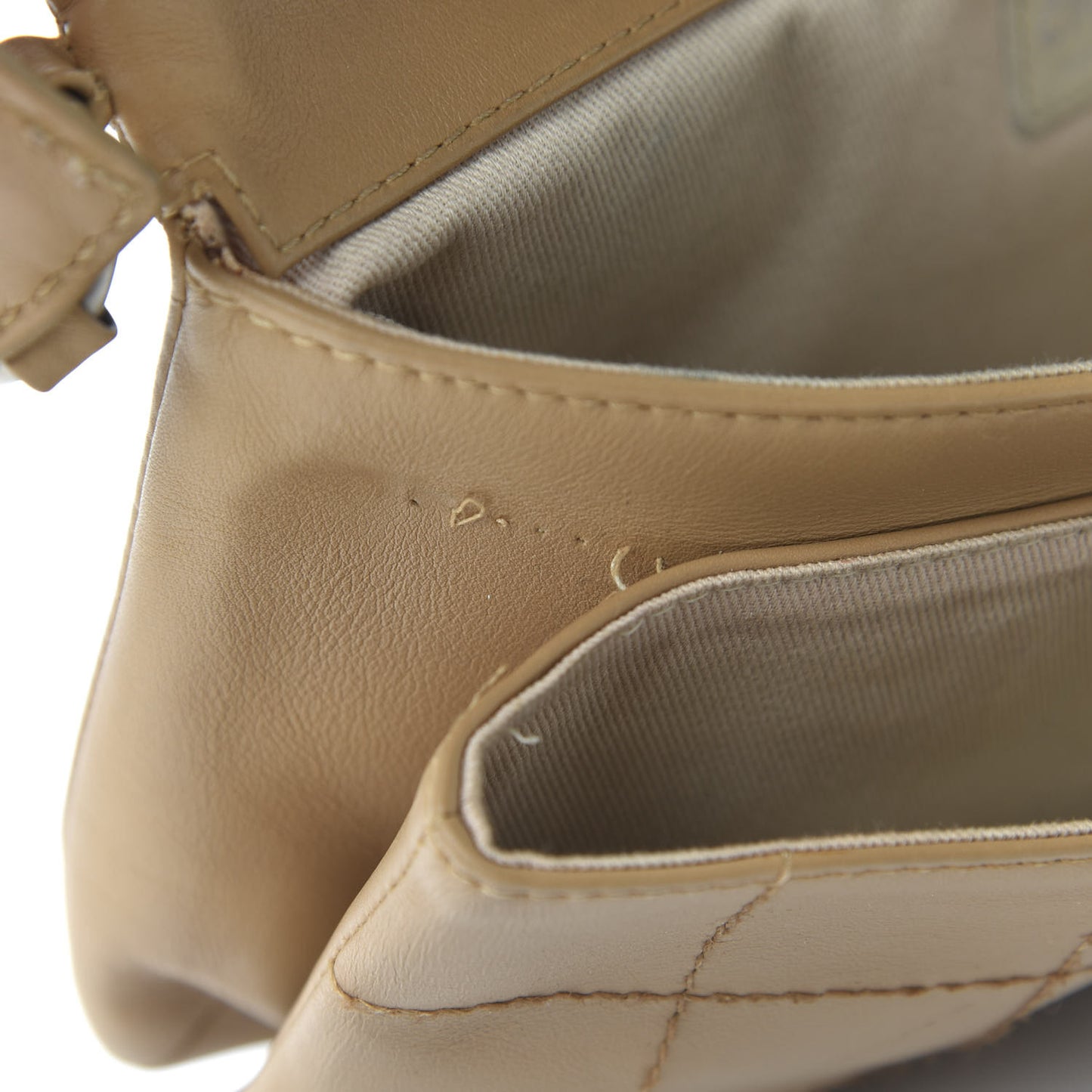 Calfskin Square Stitched Mademoiselle Shoulder Bag Tan