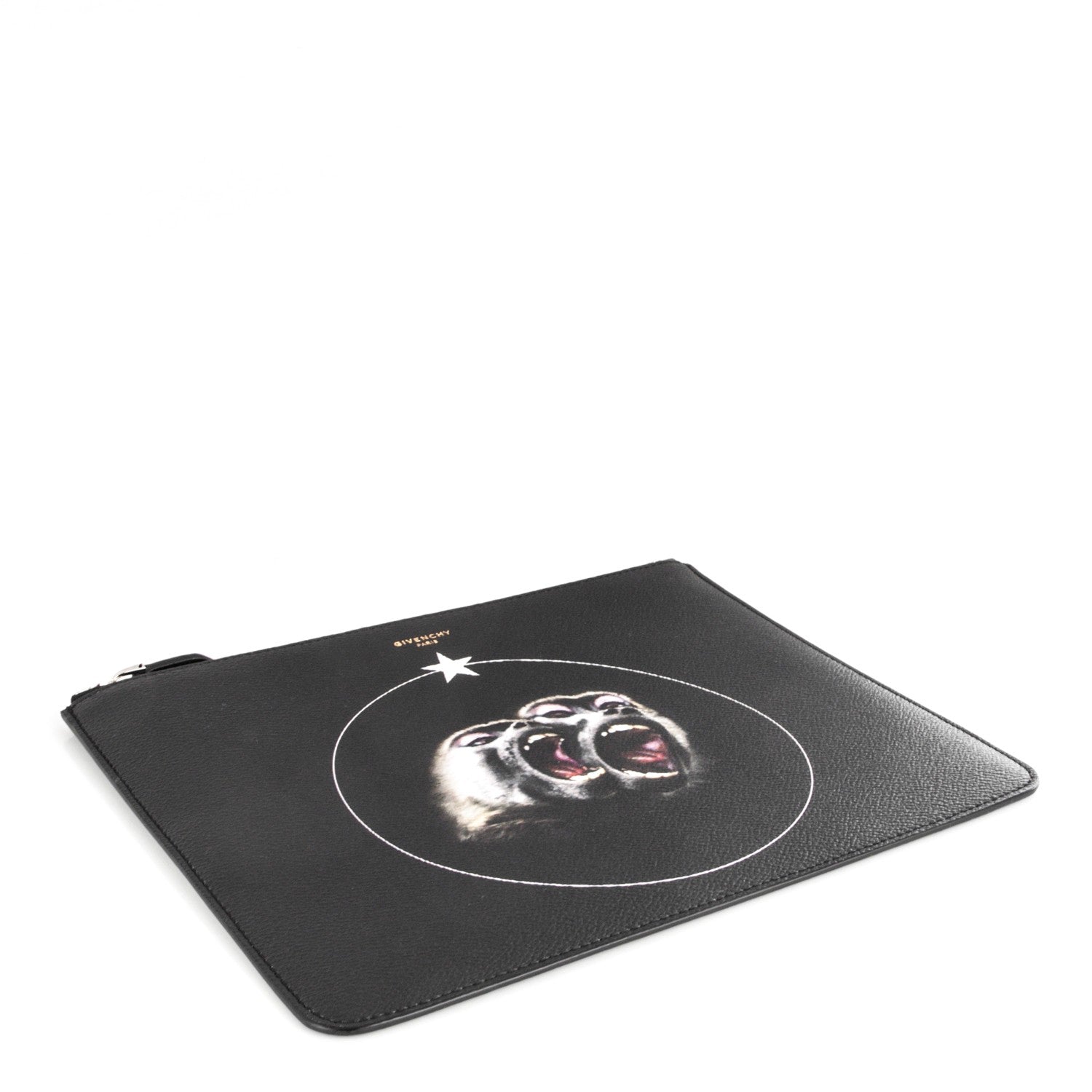 Givenchy Coated Canvas Monkey Brother Print Large Zip Pouch Black 4 of 6