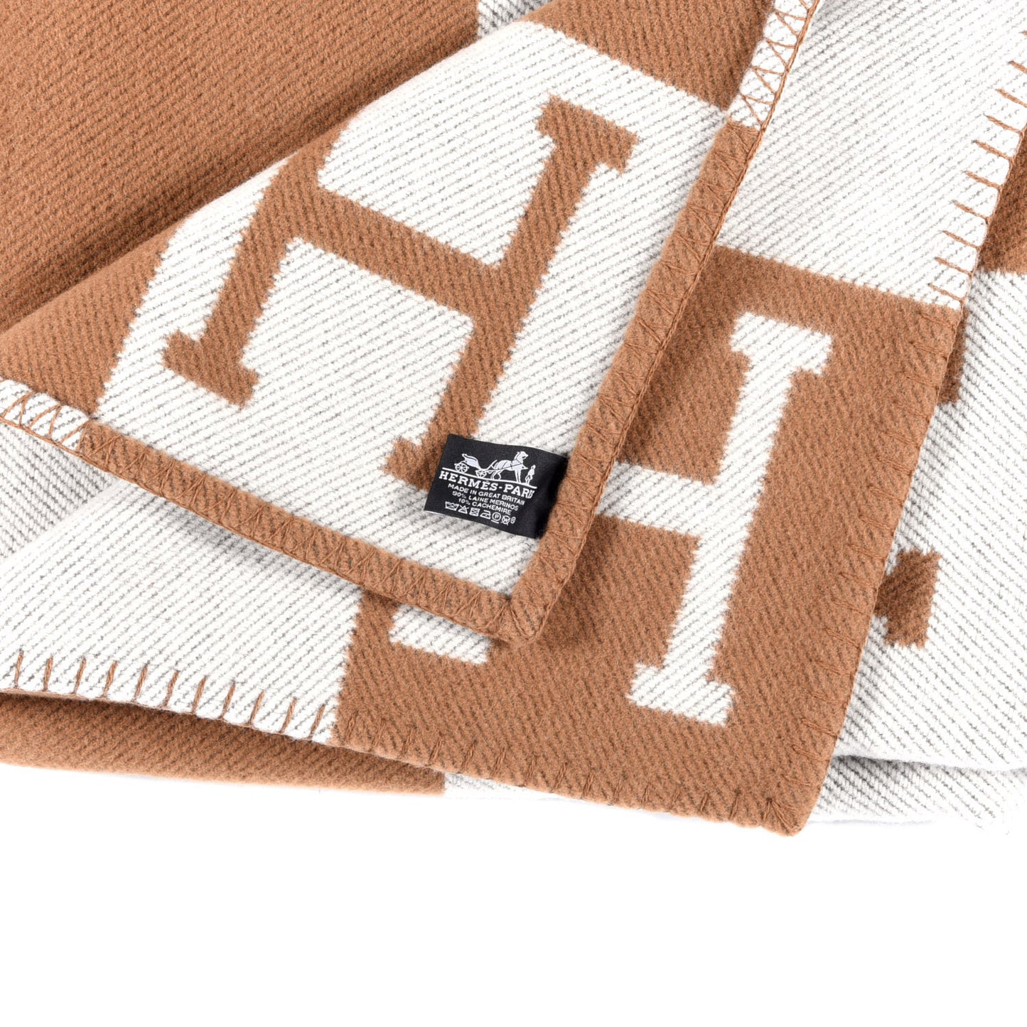 Wool Cashmere Avalon Blanket Ecru Camel