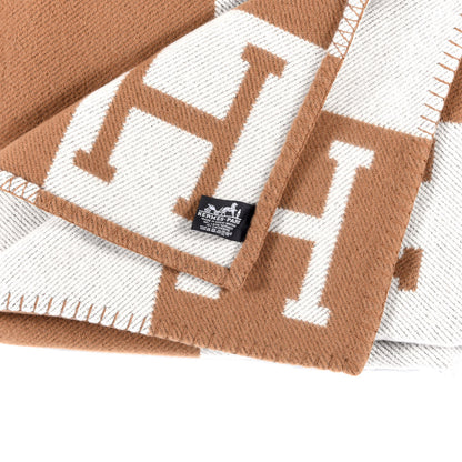 Hermes Wool Cashmere Avalon Blanket Ecru Camel 3 of 3