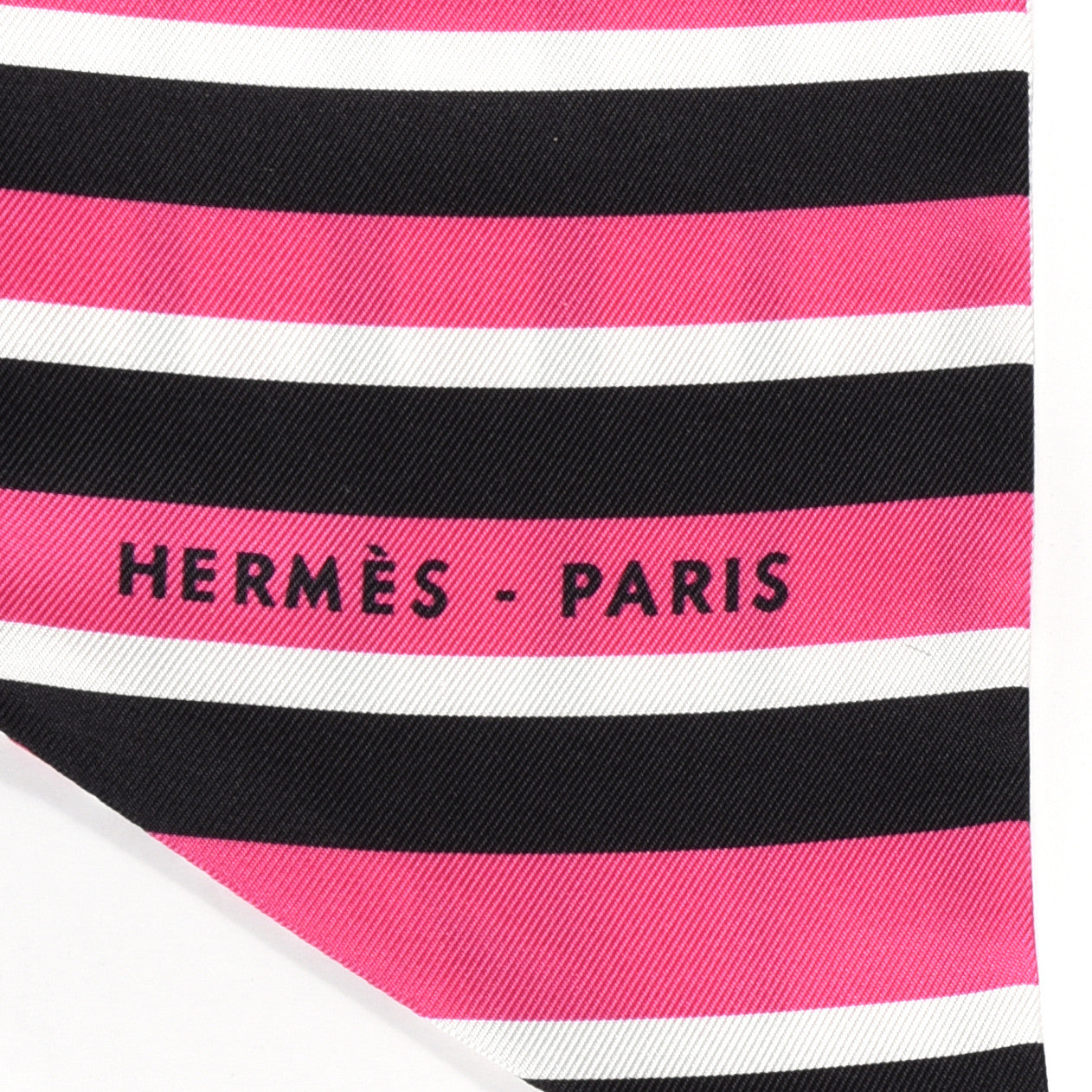 Hermes Silk H Au Galop Maxi Twilly Slim Rose Vif Black White 3 of 5