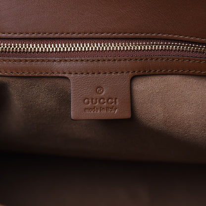Gucci GG Supreme Monogram Moon Calfskin Top Handle Tote Bag Beige Ebony Tuscany 7 of 9