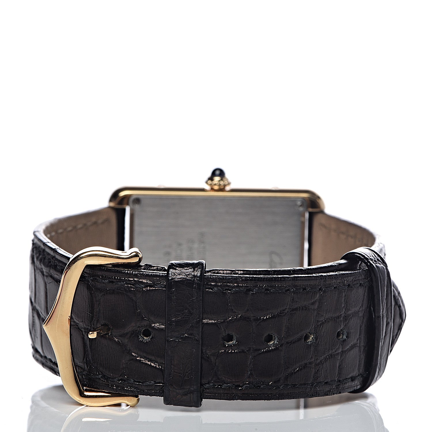 Cartier Stainless Steel 18K Yellow Gold Alligator 27mm Tank Solo Quartz Watch 4 of 9