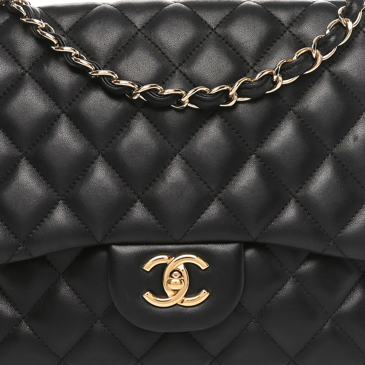 Lambskin Quilted Jumbo Single Flap Black