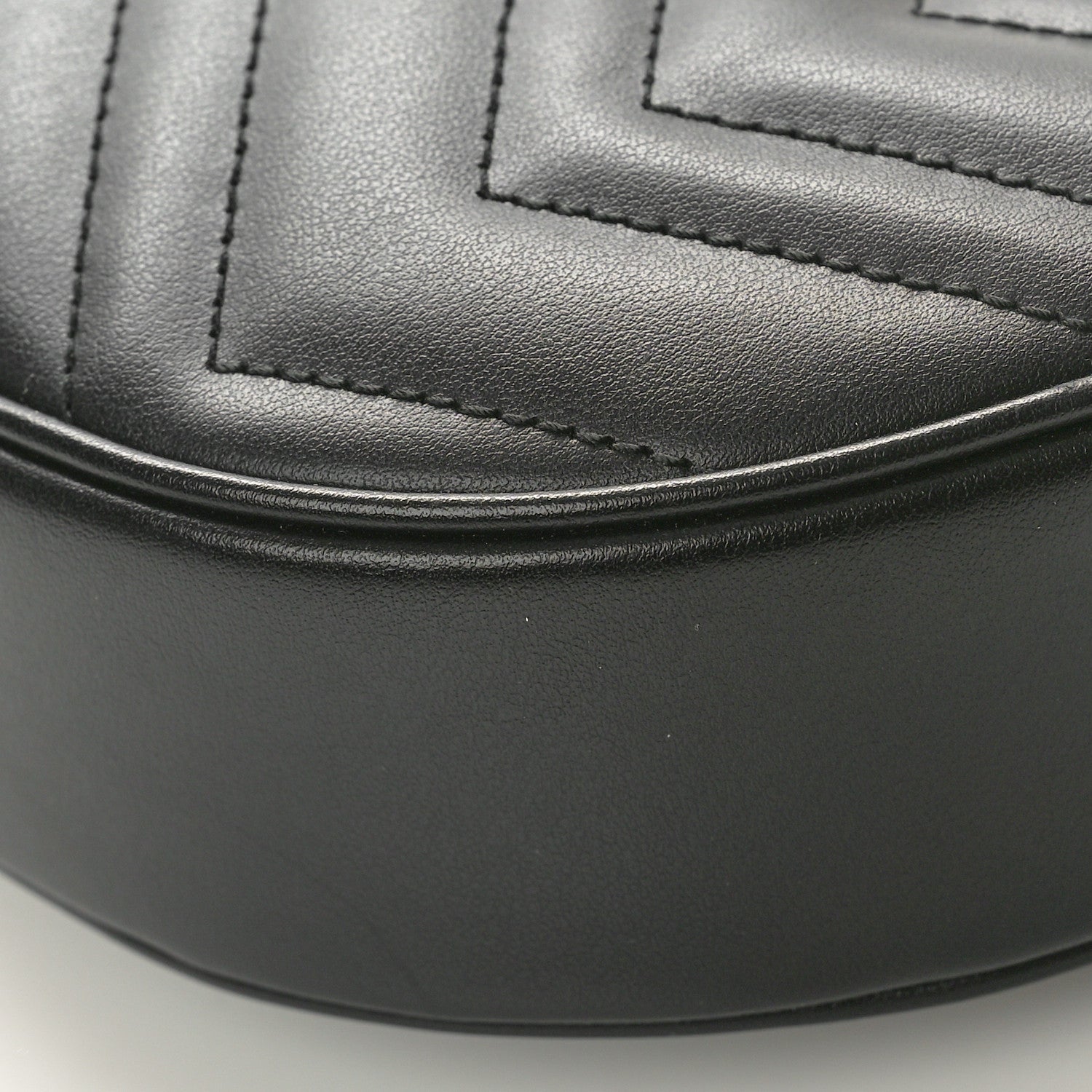 Gucci Calfskin Matelasse Chevron Mini GG Marmont Half Moon Hobo Black 10 of 10