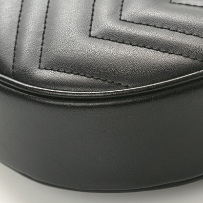 Gucci Calfskin Matelasse Chevron Mini GG Marmont Half Moon Hobo Black 10 of 10