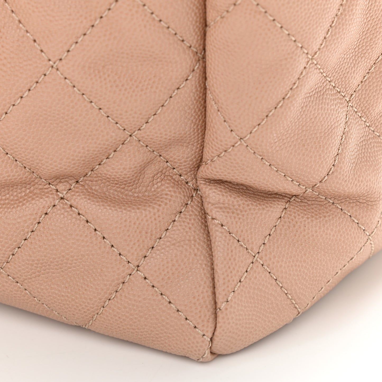 Caviar Quilted Large Coco Handle Shopping Tote Beige