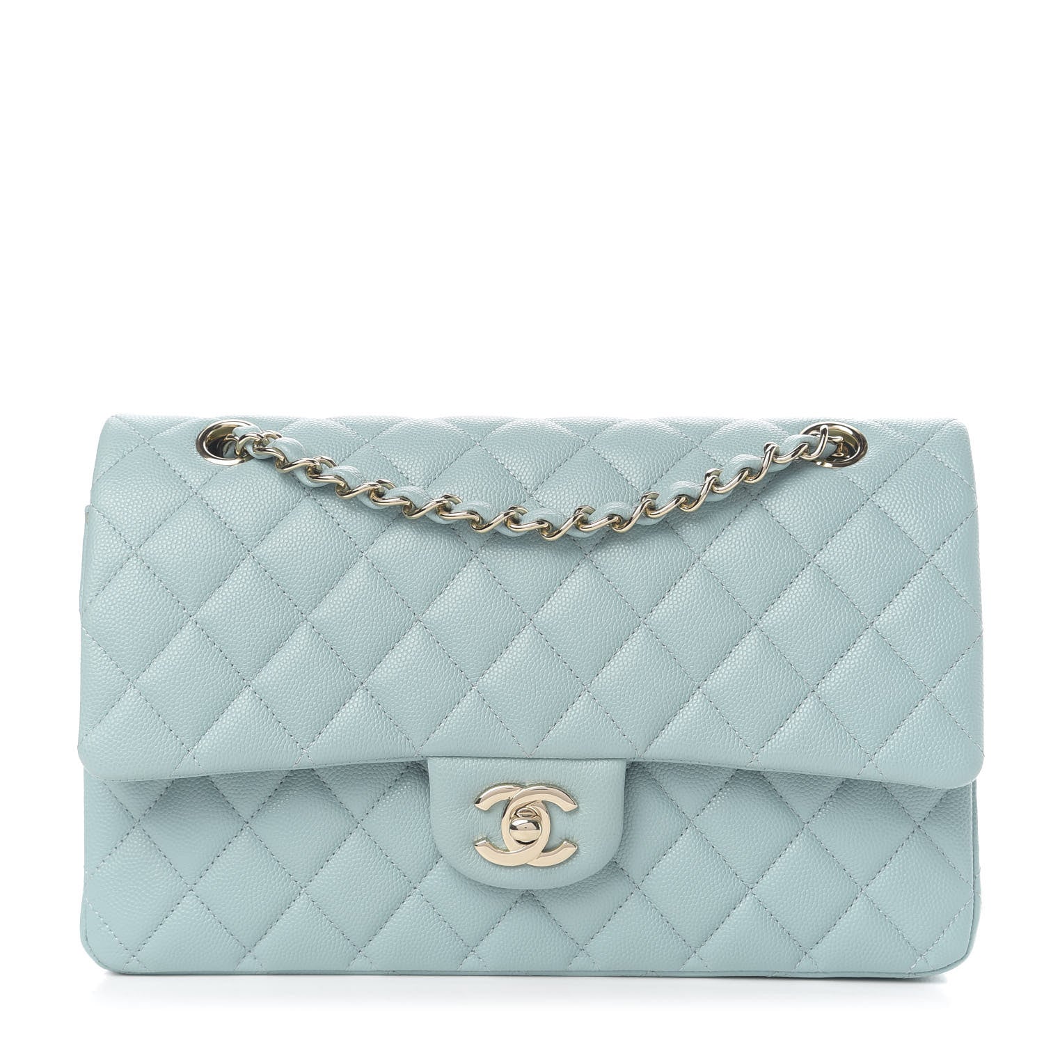 Chanel Caviar Quilted Medium Double Flap Light Blue 1 of 10