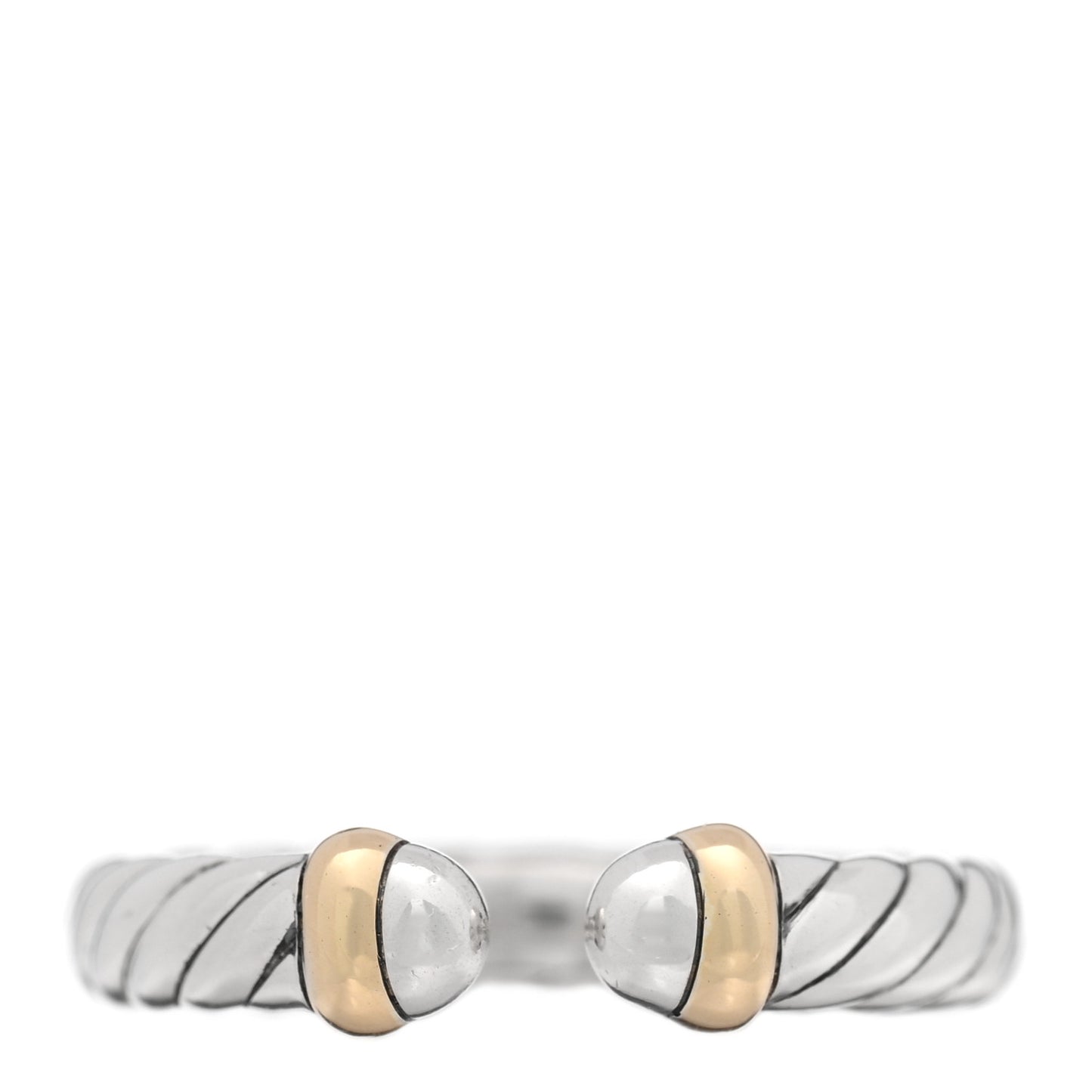 Sterling Silver 14K Yellow Gold Petite Cable Flex Ring 52 6