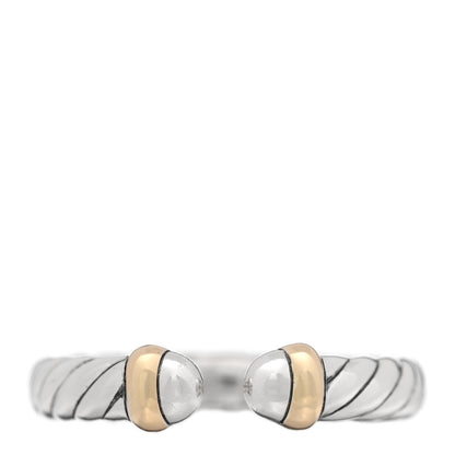 David Yurman Sterling Silver 14K Yellow Gold Petite Cable Flex Ring 52 6 1 of 4