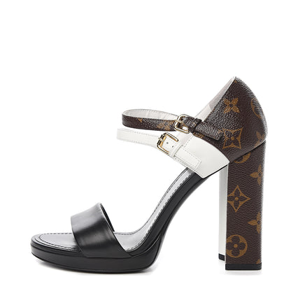 Louis Vuitton Calfskin Monogram Matchmake Cross Sandals 37 Black 1 of 8