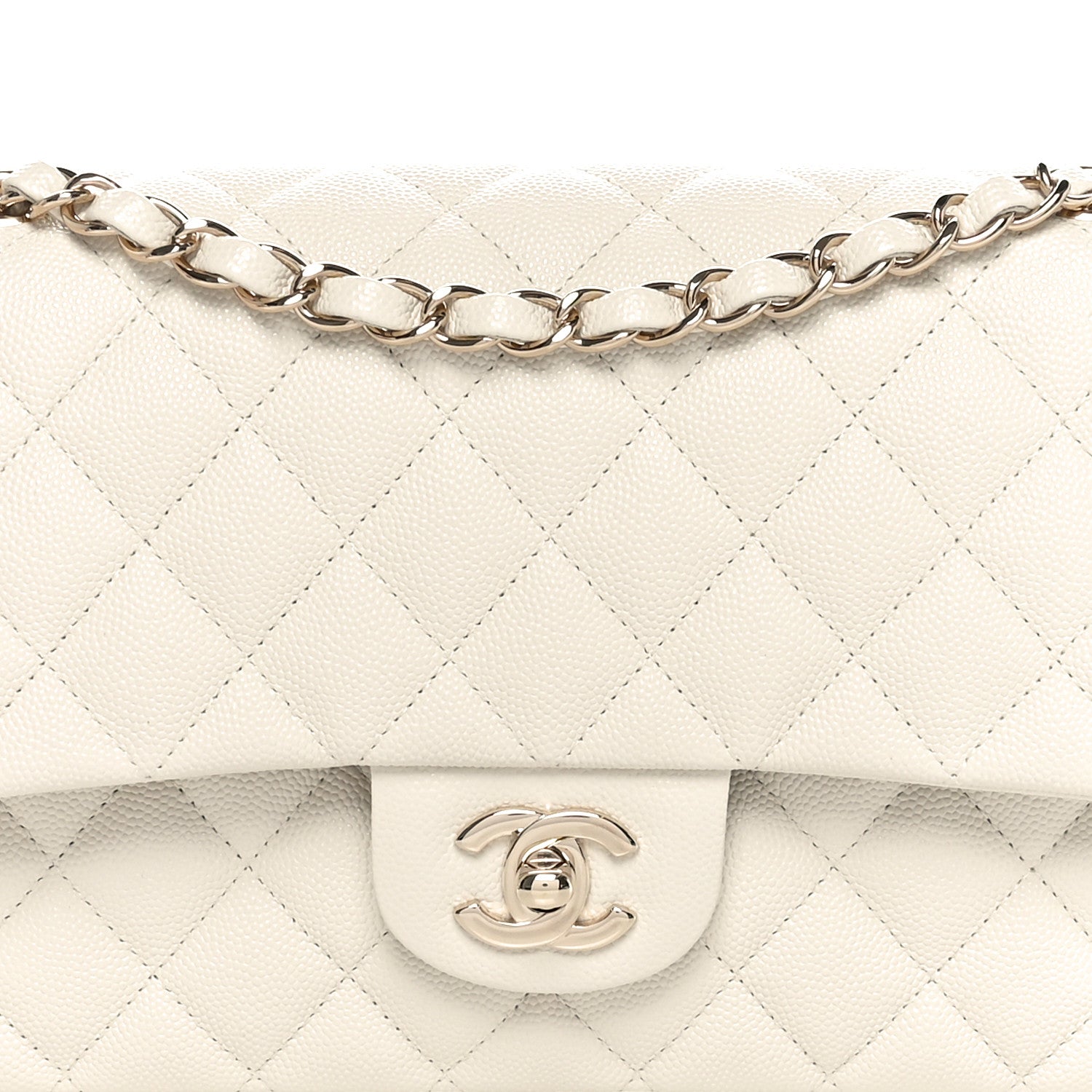 Chanel Caviar Quilted Medium Double Flap White 8 of 11