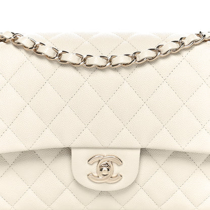 Chanel Caviar Quilted Medium Double Flap White 8 of 11