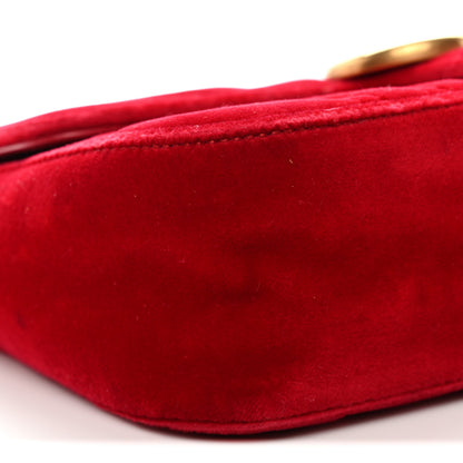 Gucci Velvet Matelasse Mini GG Marmont Shoulder Bag Hibiscus Red 9 of 10