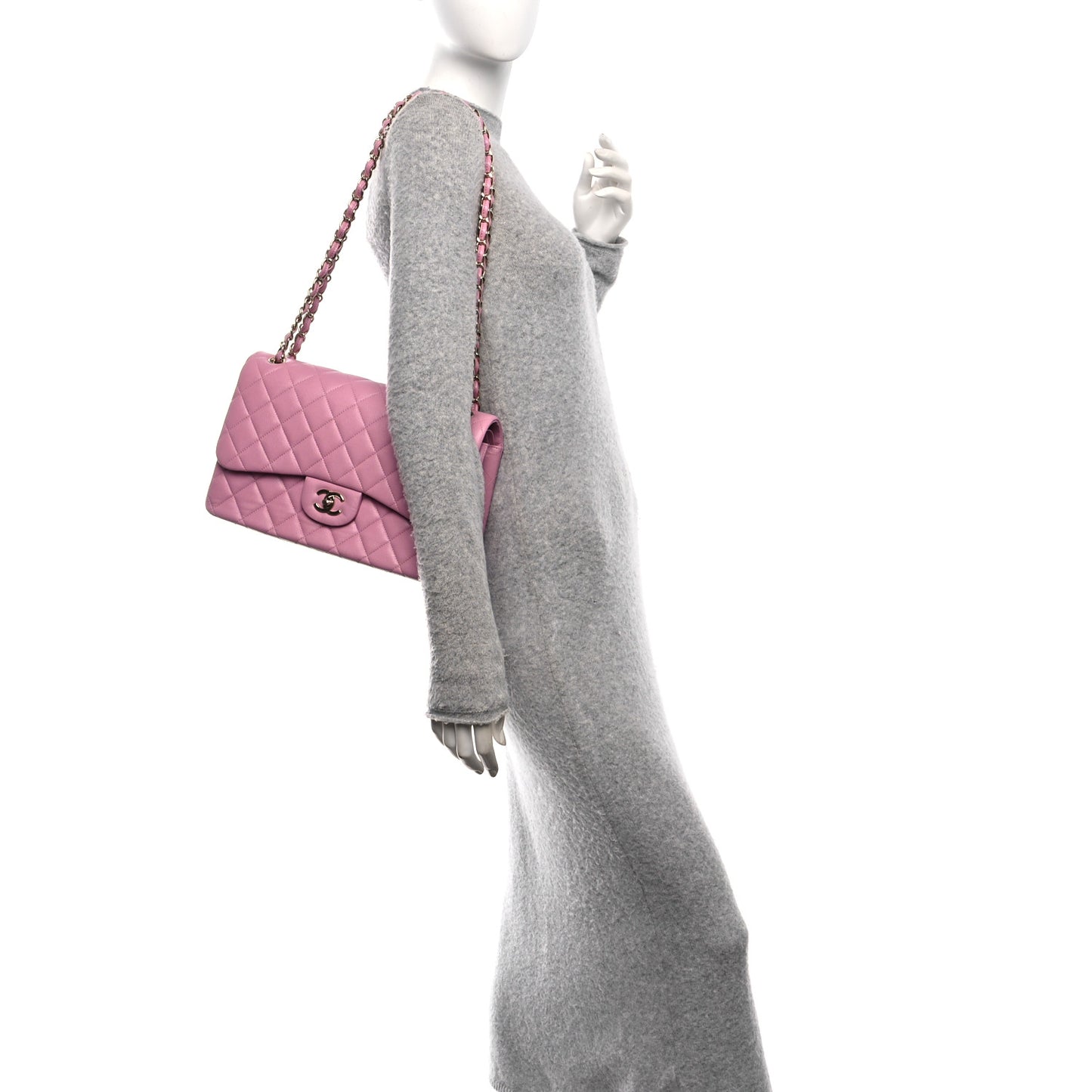 Caviar Quilted Jumbo Double Flap Pink