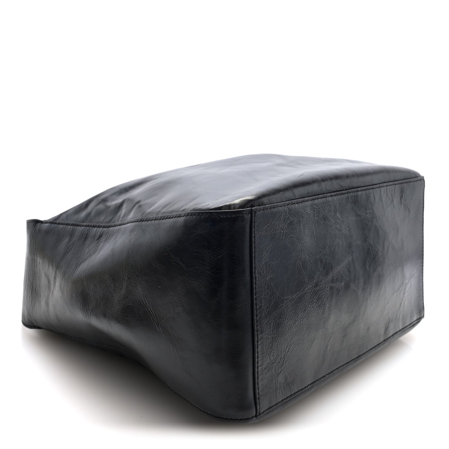 Crackle Patent Calfskin Medium Dome Slouchy Hobo Black