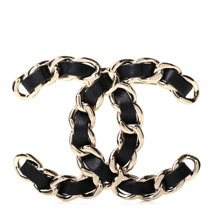 Chanel Lambskin Chain CC Brooch Black Gold 1 of 4