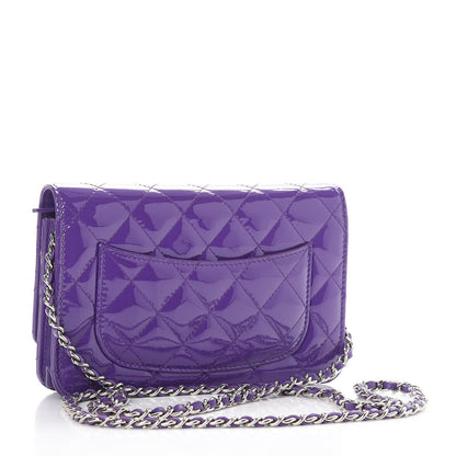 Chanel Patent Quilted Wallet On Chain WOC Purple 3 of 8