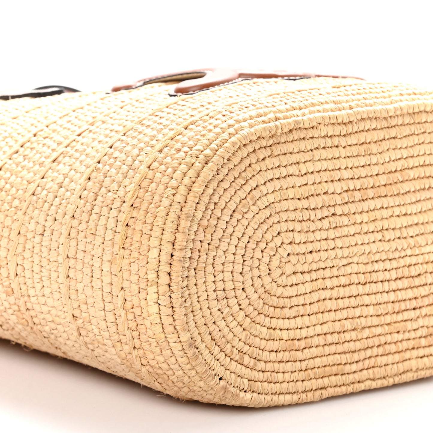 Raffia Calfskin Triomphe Teen Panier Tan
