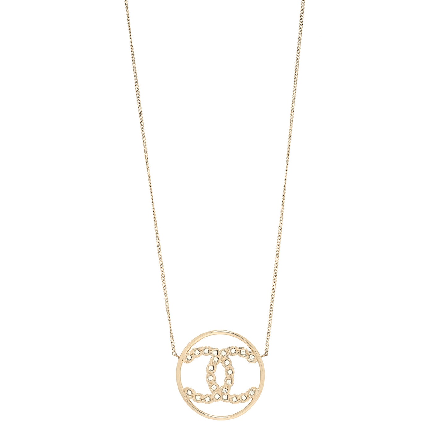 Baguette Crystal High Society CC Pendant Necklace Gold