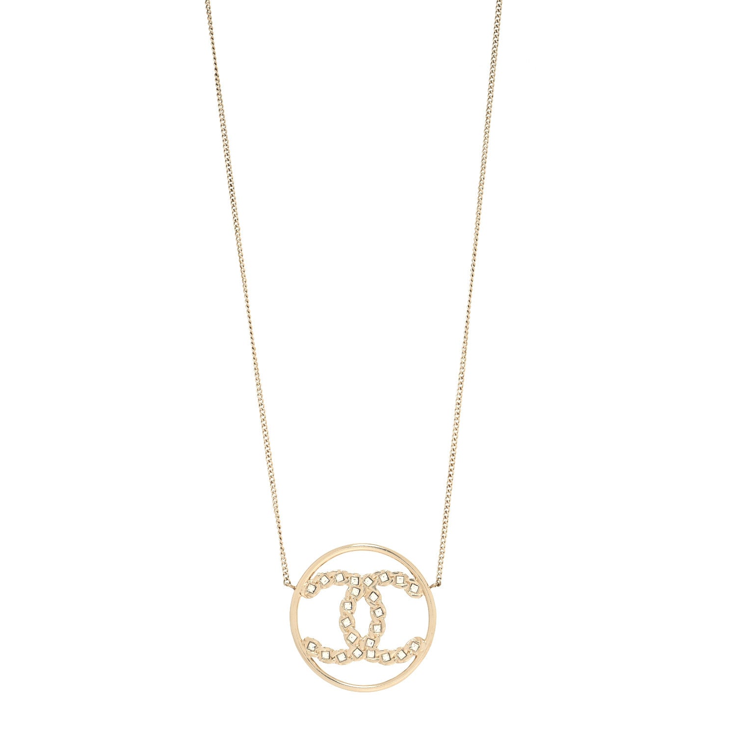 Chanel Baguette Crystal High Society CC Pendant Necklace Gold 1 of 5