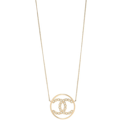 Chanel Baguette Crystal High Society CC Pendant Necklace Gold 1 of 5