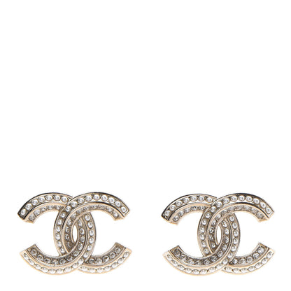 Chanel Crystal Pearl Chain Mania CC Earrings Gold 1 of 5
