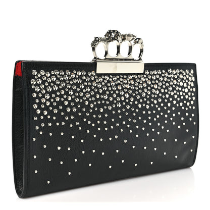 Alexander McQueen Calfskin Studded Knuckle Flat Clutch Black Silver 3 of 7