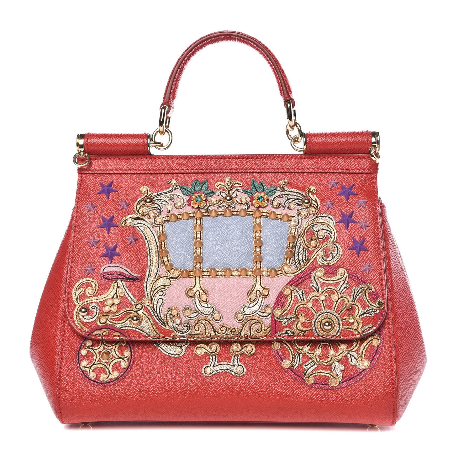 Dauphine Embellished Medium Miss Sicily Satchel Rosso