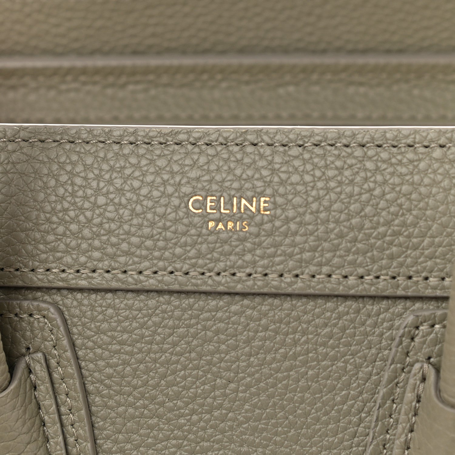 Celine Drummed Calfskin Nano Luggage Army Green 6 of 10
