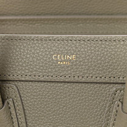 Celine Drummed Calfskin Nano Luggage Army Green 6 of 10
