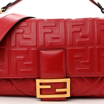 Fendi Nappa FF 1974 Embossed Large Baguette Fragola 8 of 10